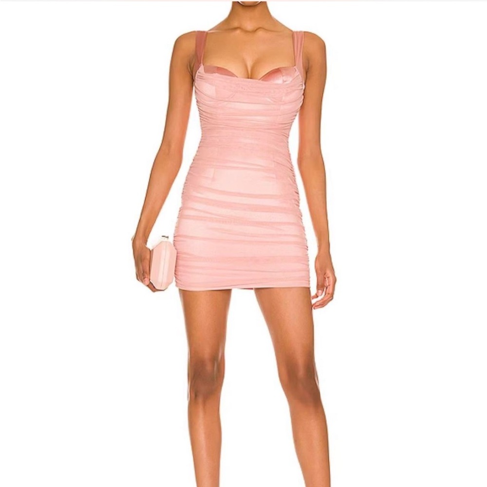 More to Come Revolve Drape Mesh Dress in Baby Pink sz-med